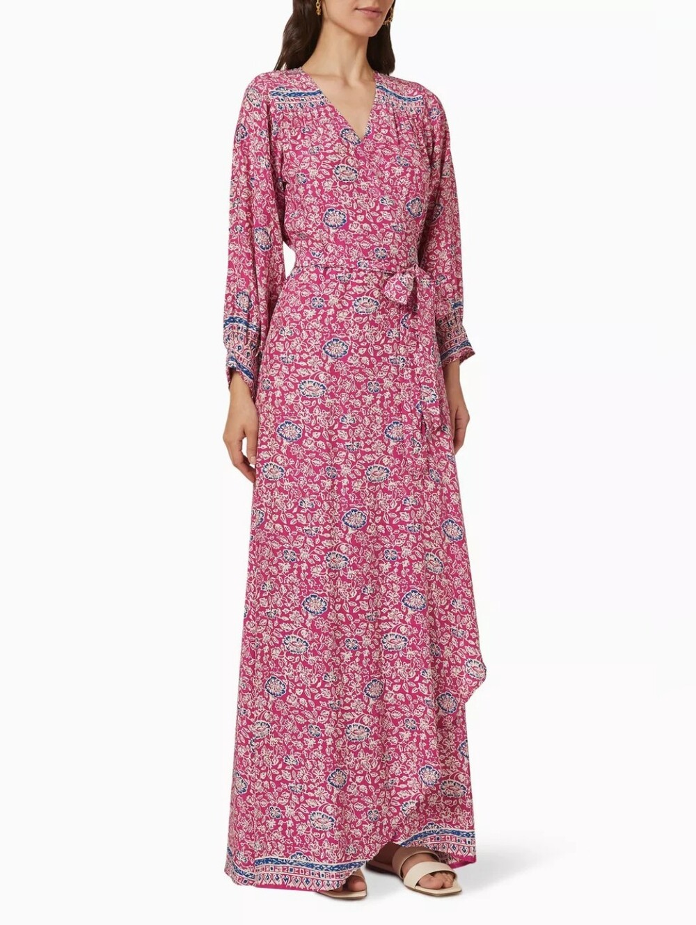 Natalie Martin Kate 100% Silk Long Sleeve Wrap Maxi Dress Size Small - Picture 5 of 5